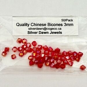 As Low As $2 Light Siam AB Quality Chinese Crystal Bicone Beads 3mm (50)